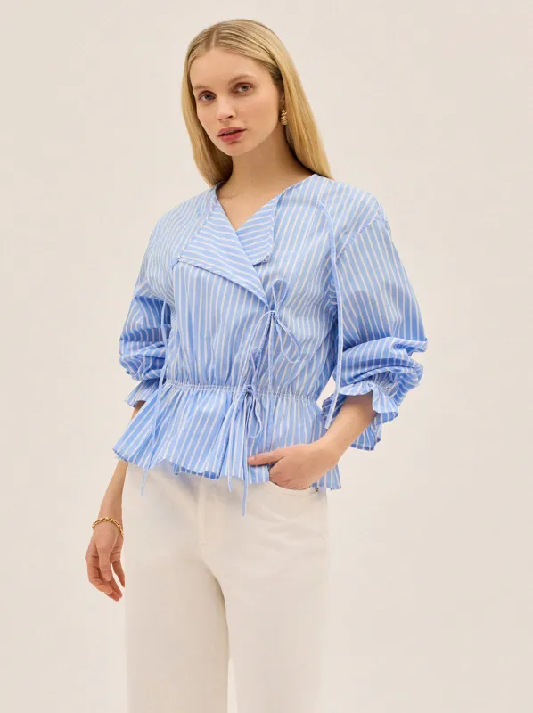 Caryn Blue Striped Cotton Top sold by KITRI Studio