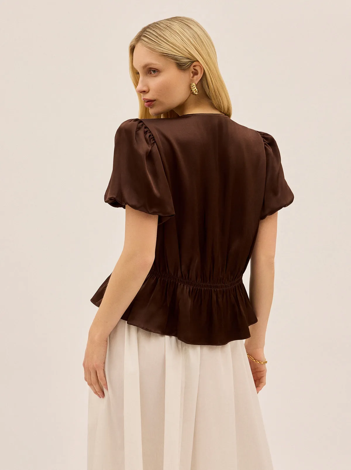 Emma Chocolate Satin Top sold by KITRI Studio product image thumbnail 2