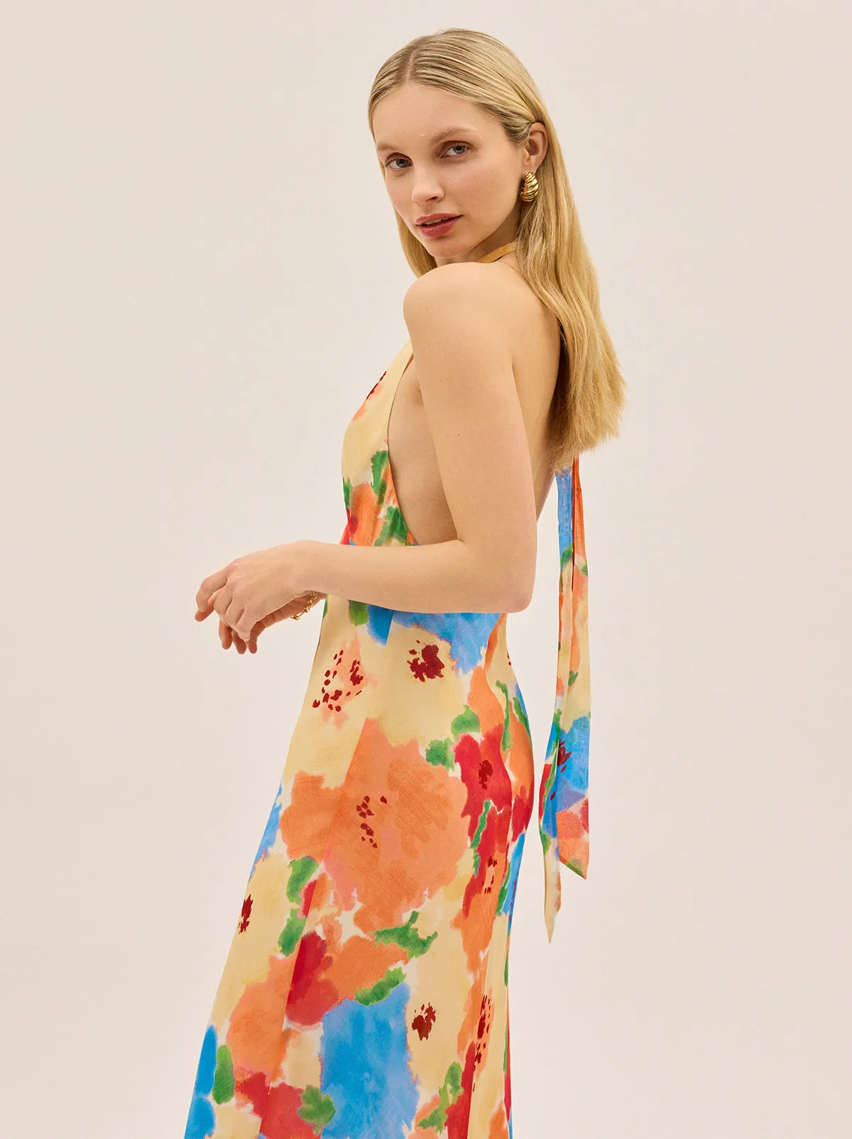 Amalia Watercolour Floral Halterneck Dress sold by KITRI Studio product image thumbnail 5