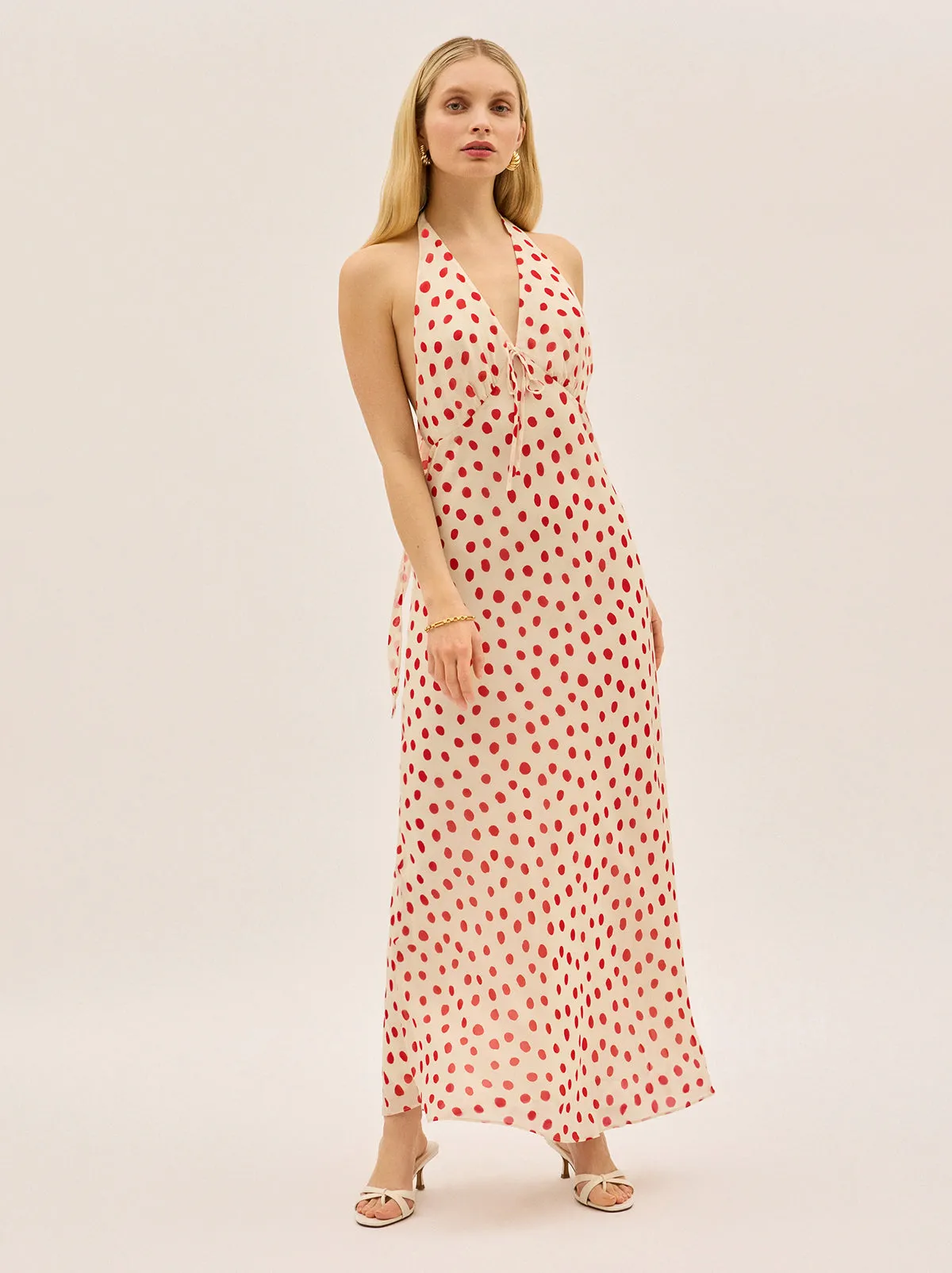 Amalia Red Polka Dot Halterneck Dress sold by KITRI Studio product image thumbnail 3