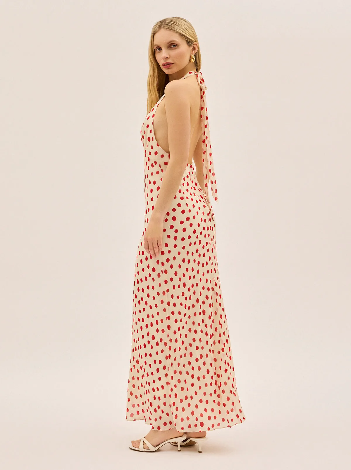 Amalia Red Polka Dot Halterneck Dress sold by KITRI Studio product image thumbnail 5