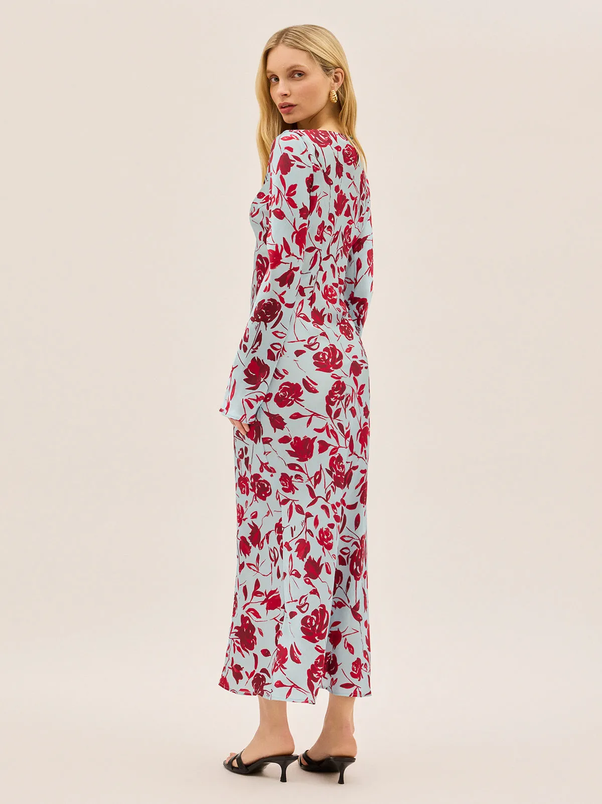 Gia Blue Rose Print Dress sold by KITRI Studio product image thumbnail 3