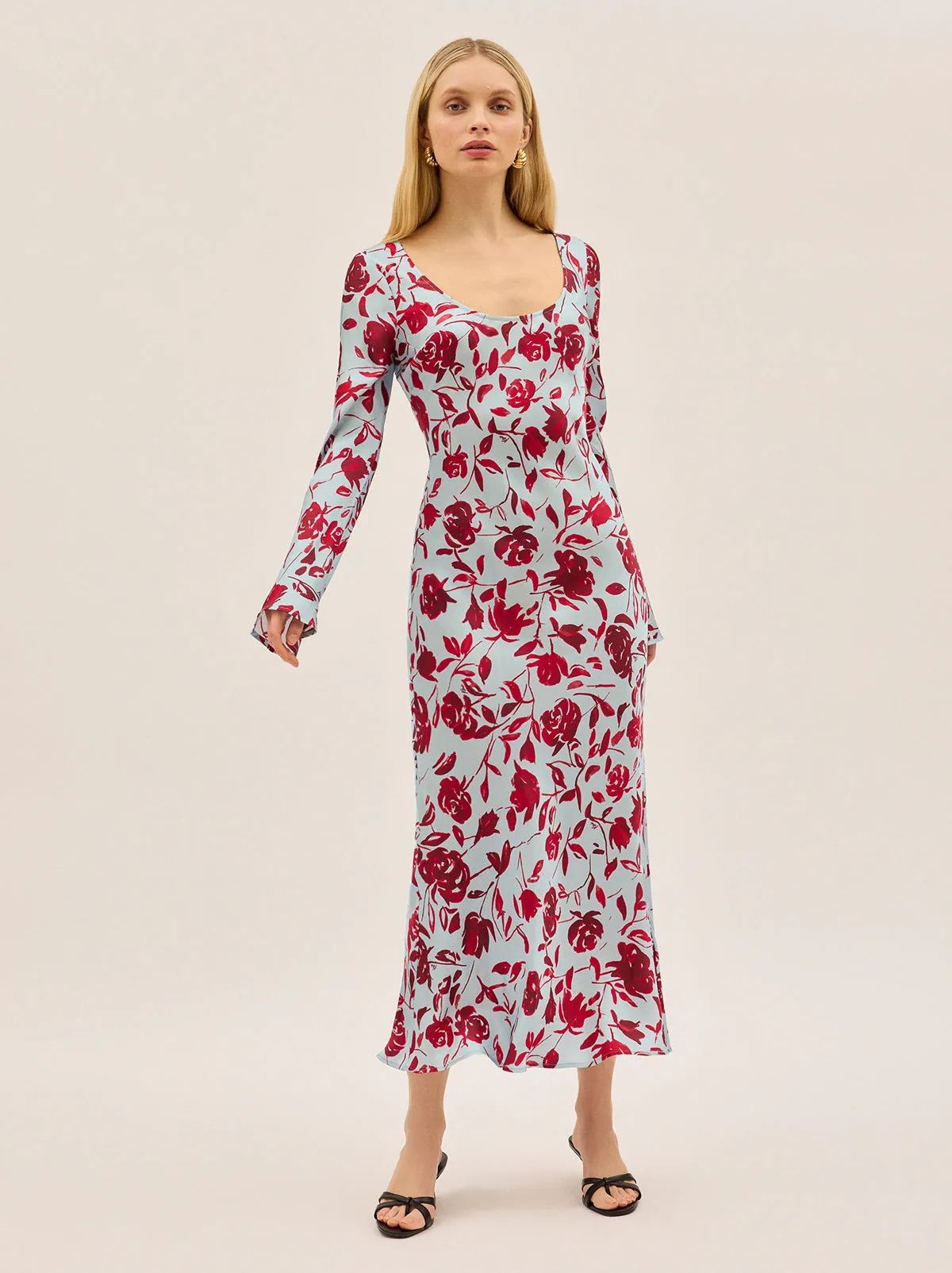 Gia Blue Rose Print Dress sold by KITRI Studio product image thumbnail 5