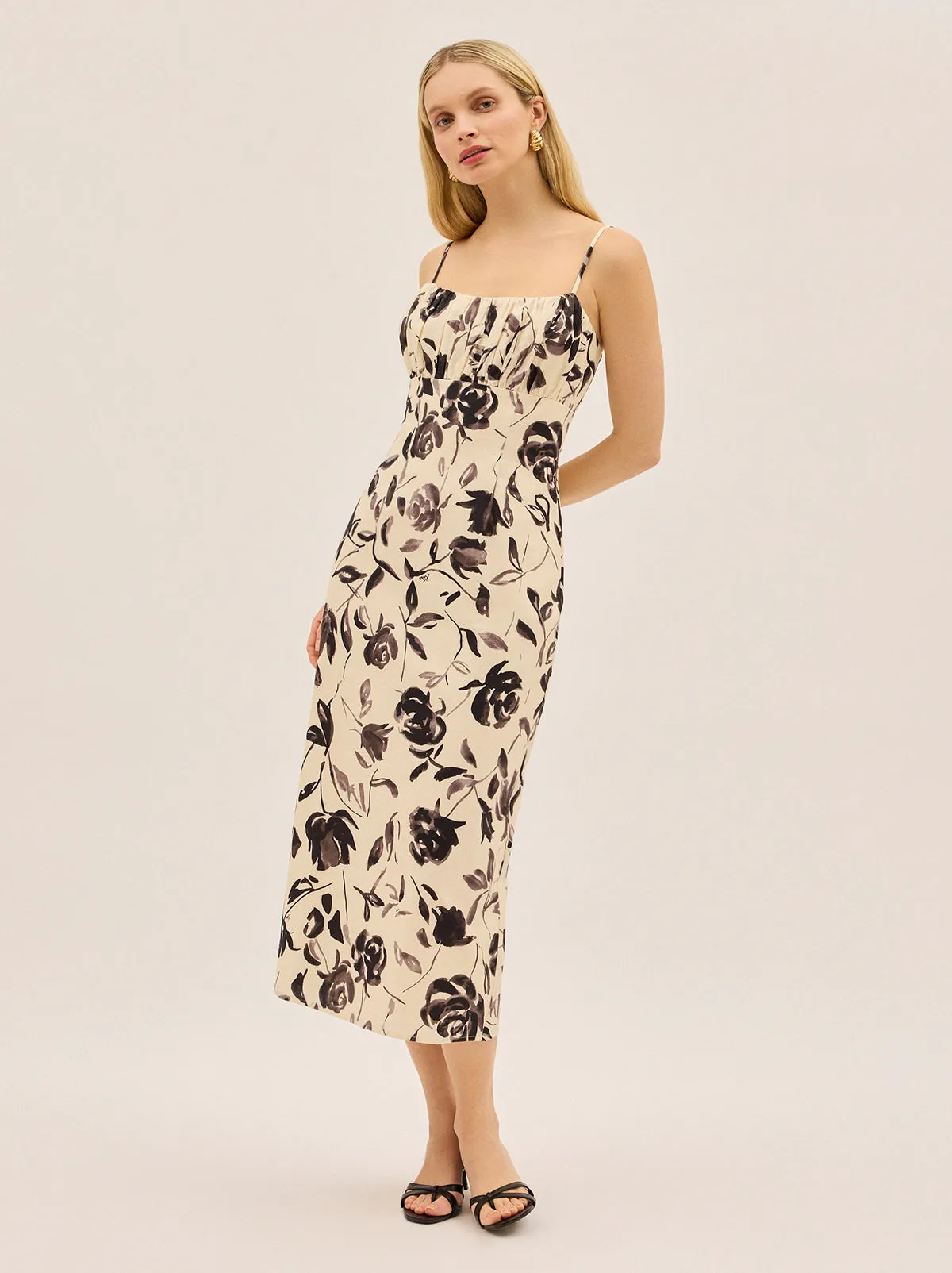 Magda Monochrome Rose Print Midi Dress sold by KITRI Studio product image thumbnail 5