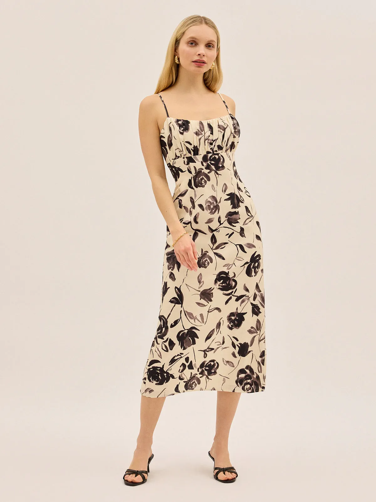 Magda Monochrome Rose Print Midi Dress sold by KITRI Studio product image thumbnail 2