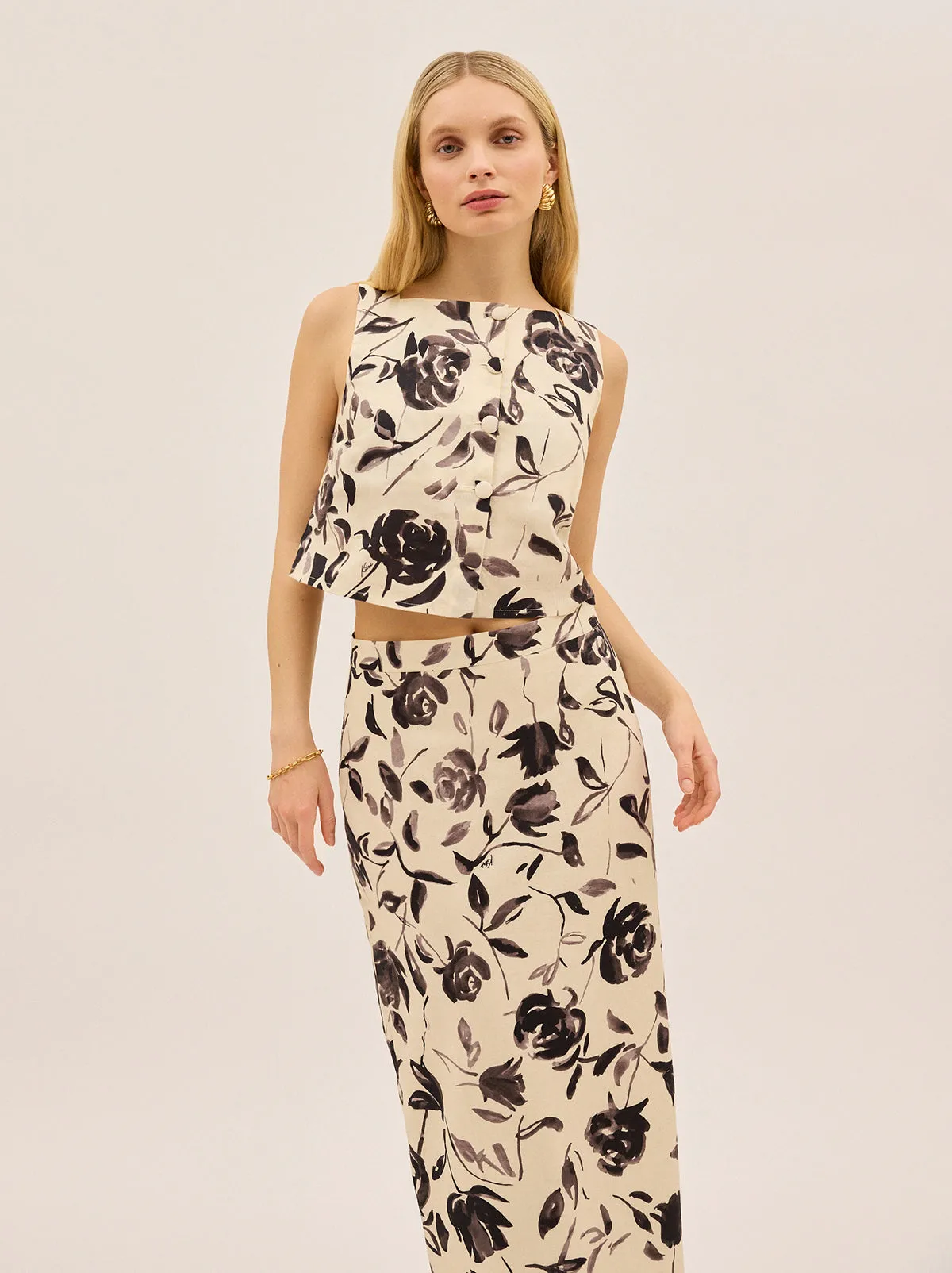 Anais Monochrome Rose Print Top sold by KITRI Studio product image thumbnail 2