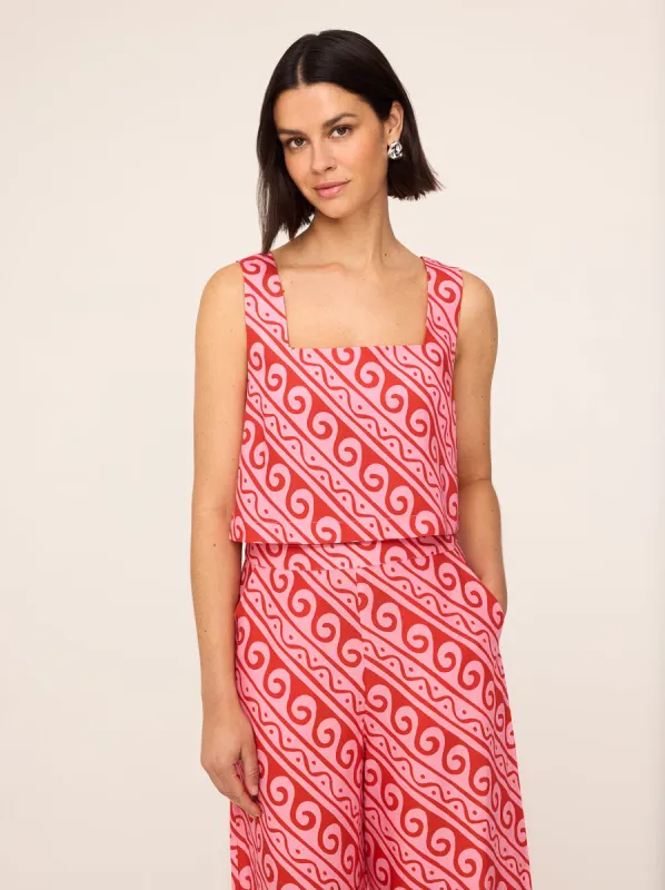 Maeve Pink Wave Print Top sold by KITRI Studio