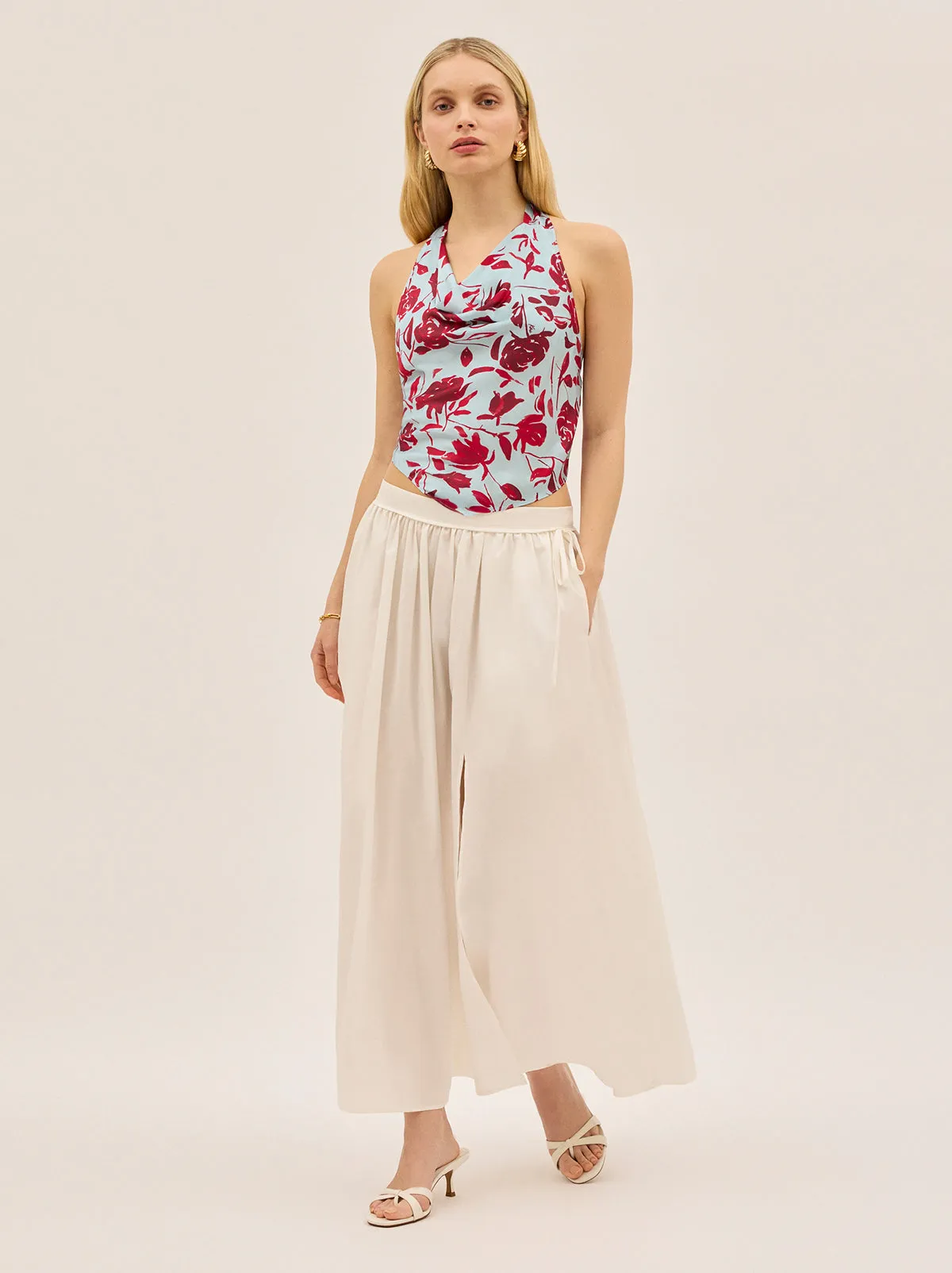 Lucille Blue Rose Print Halter Top sold by KITRI Studio product image thumbnail 4