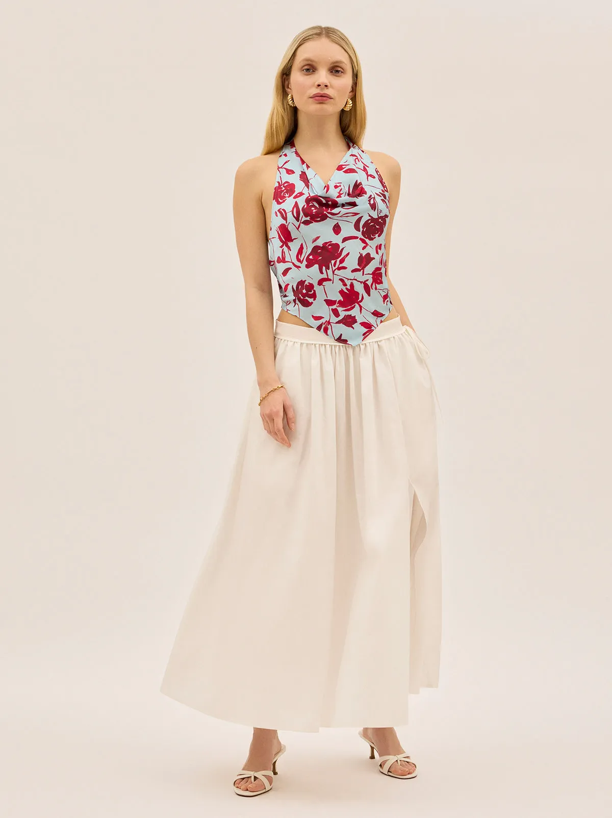 Lucille Blue Rose Print Halter Top sold by KITRI Studio product image thumbnail 3