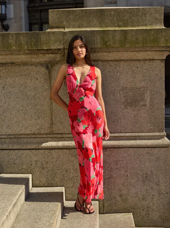 Danna Pink Watercolour Floral Print Dress sold by KITRI Studio