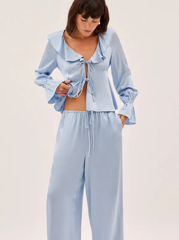 Margaret Powder Blue Satin Trousers sold by KITRI Studio