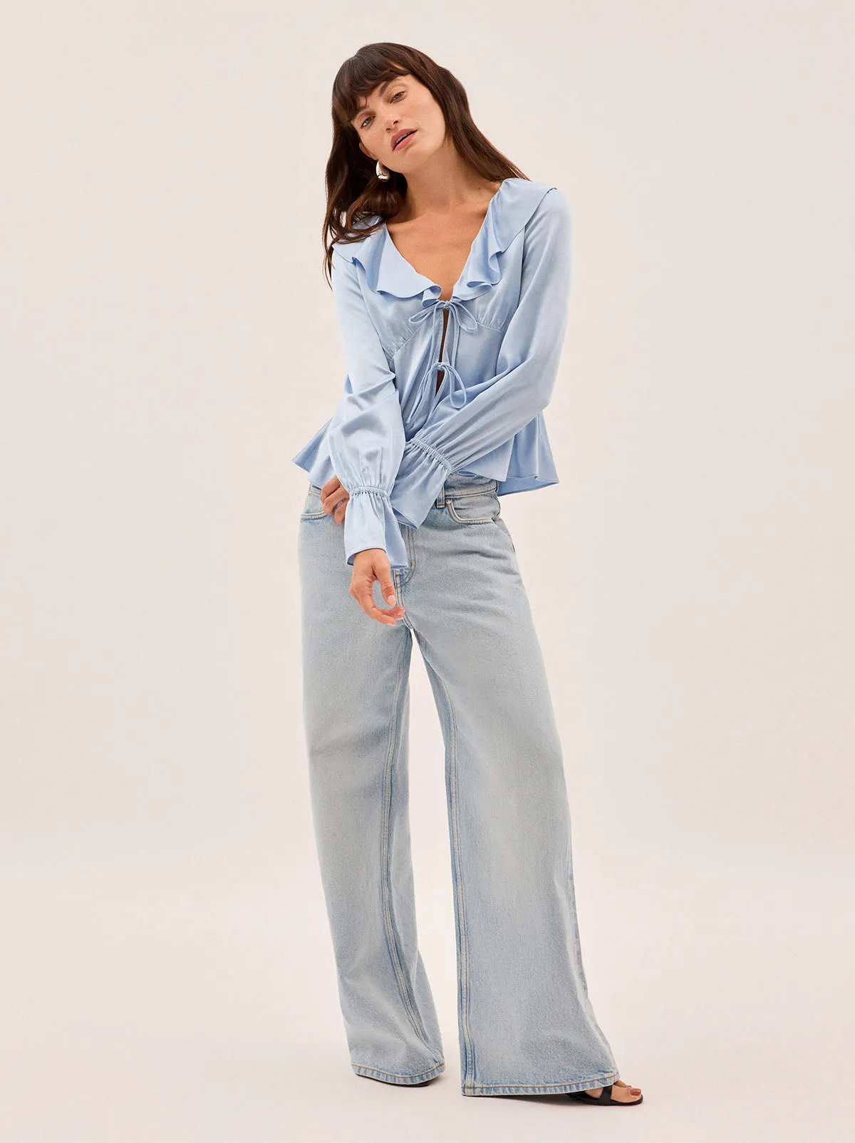 Ione Powder Blue Satin Top sold by KITRI Studio product image thumbnail 2