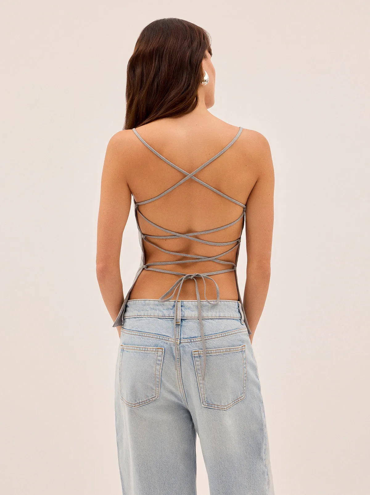 Josie Grey Tie Back Top sold by KITRI Studio product image thumbnail 3