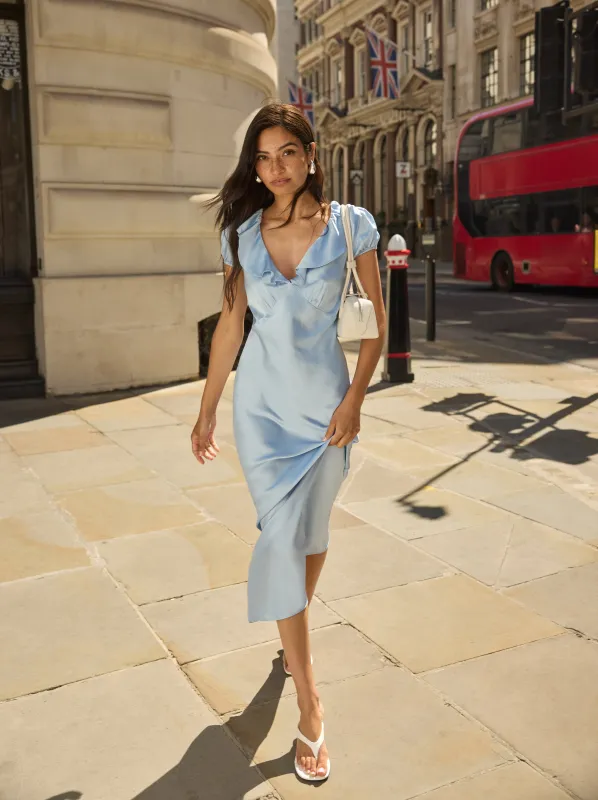 Minka Powder Blue Satin Dress made by KITRI Studio