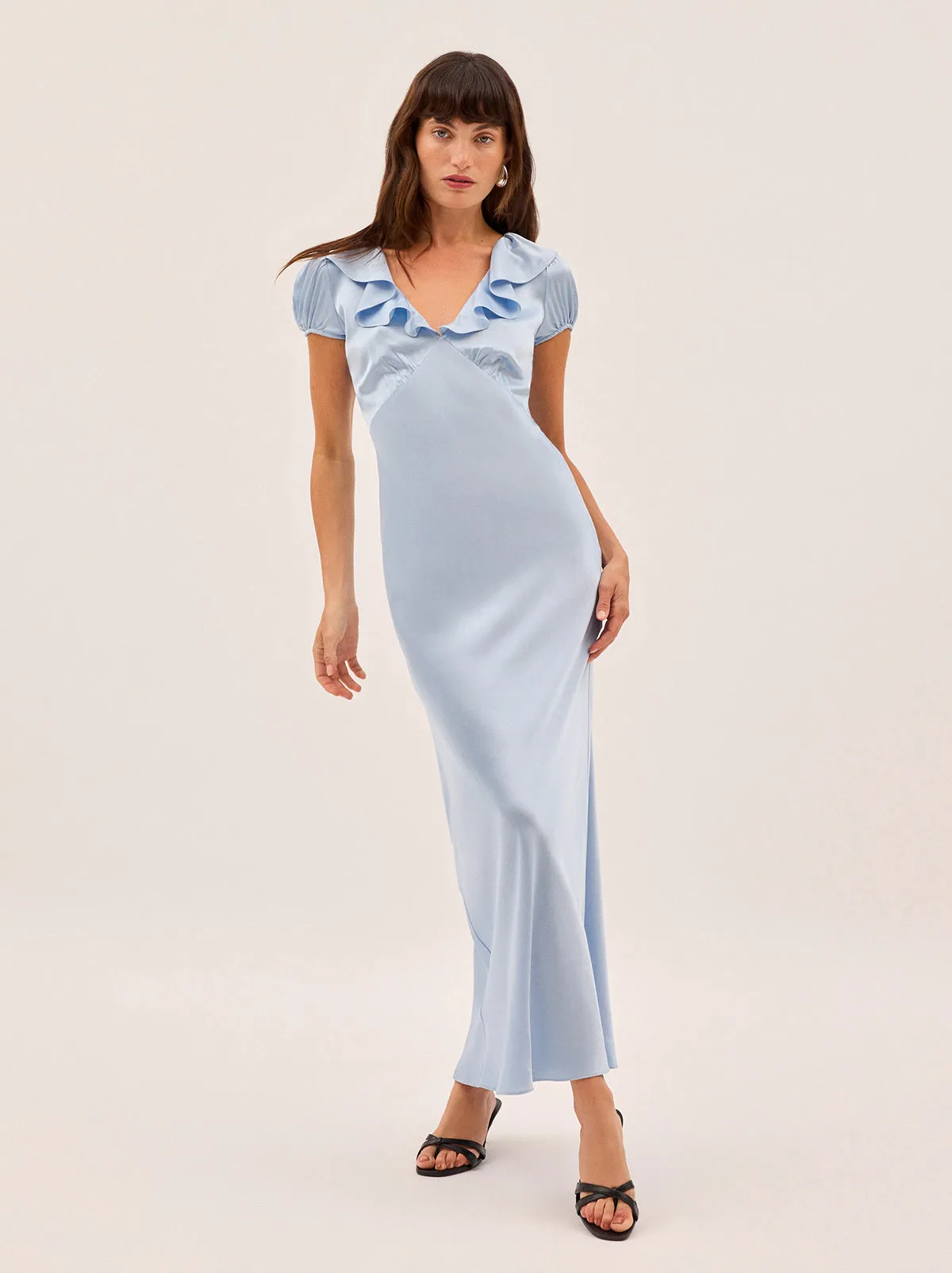 Minka Powder Blue Satin Dress sold by KITRI Studio product image thumbnail 2