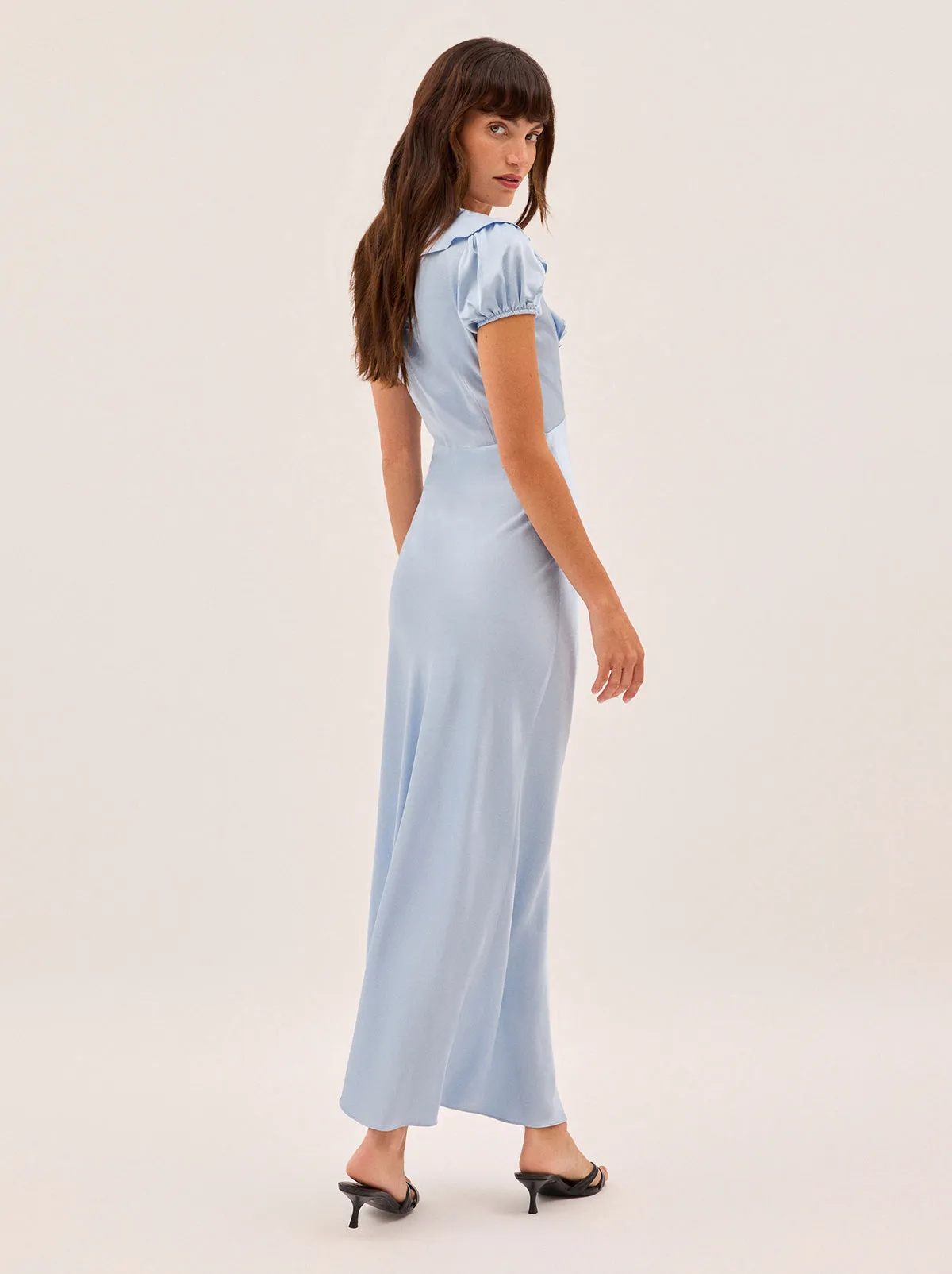 Minka Powder Blue Satin Dress sold by KITRI Studio product image thumbnail 5