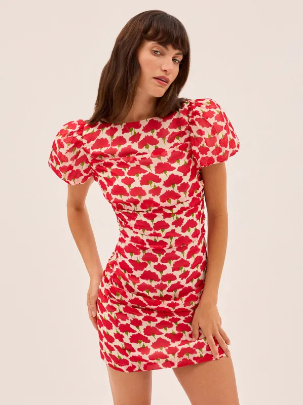 Caitlin Carnation Print Mini Dress made by KITRI Studio