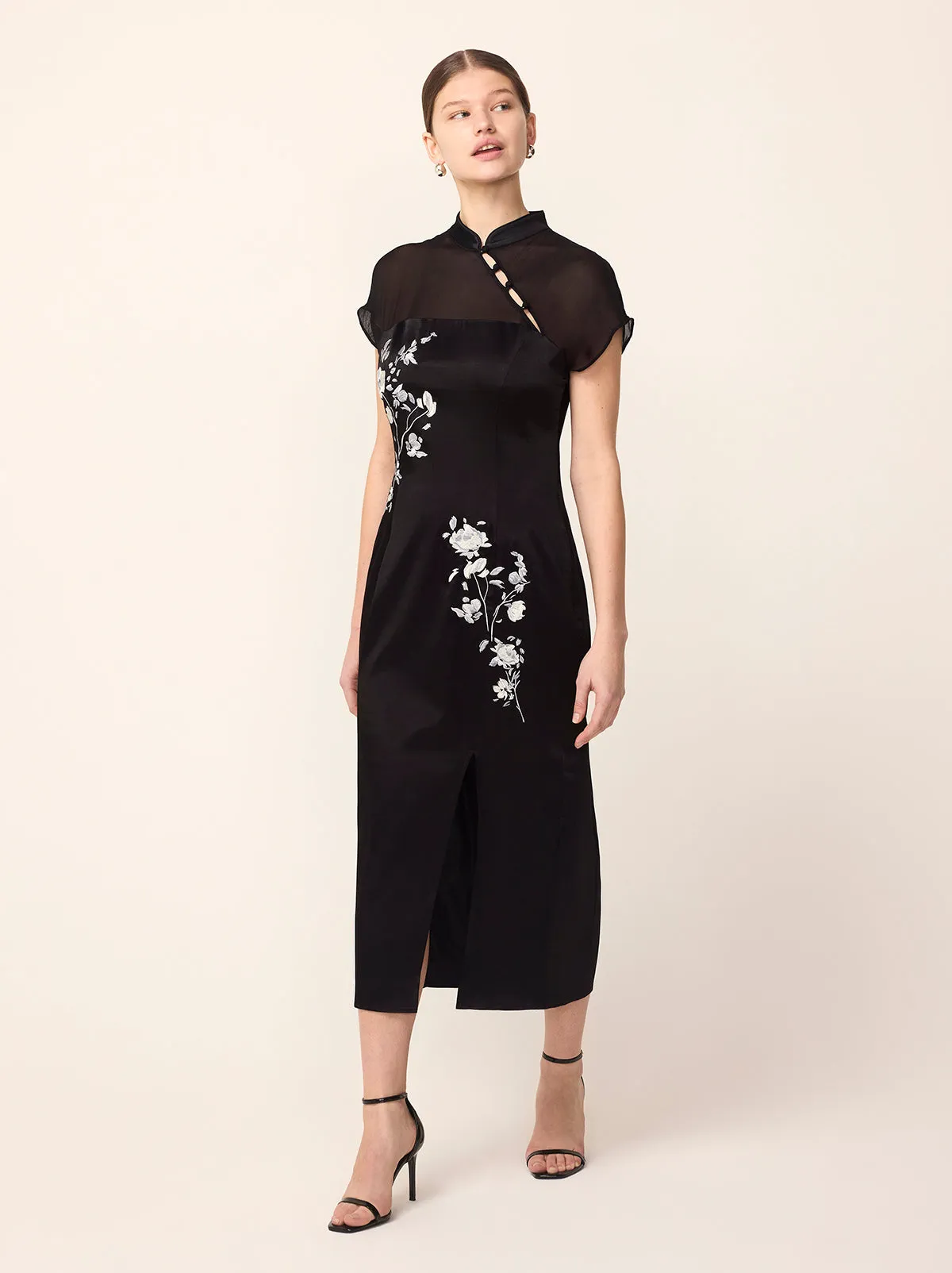 Clio Black Embroidered Midi Dress sold by KITRI Studio product image thumbnail 4