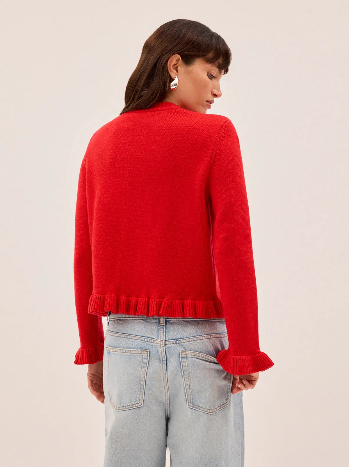 Odile Red Knit Cardigan sold by KITRI Studio product image thumbnail 2