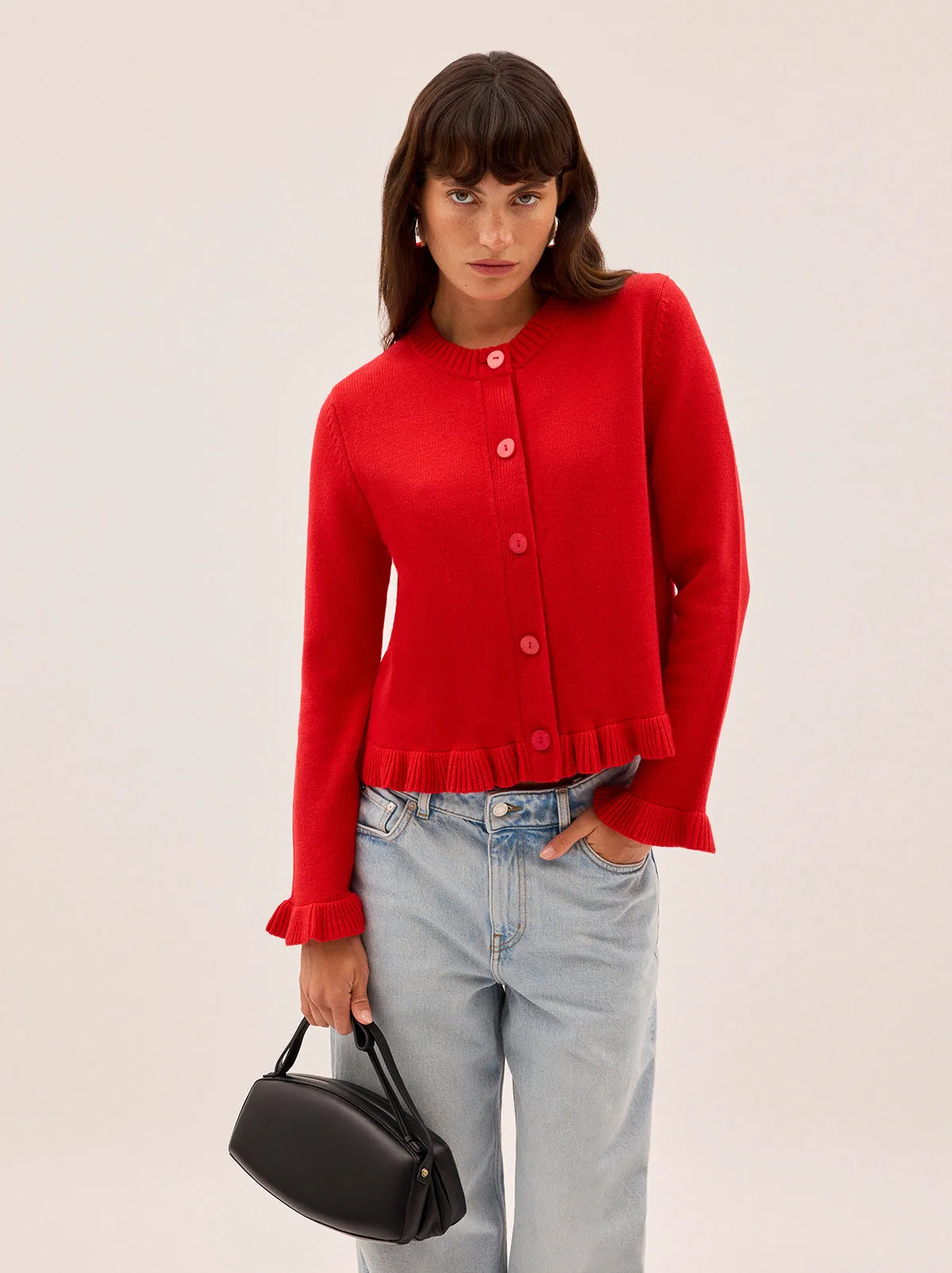 Odile Red Knit Cardigan sold by KITRI Studio product image thumbnail 3