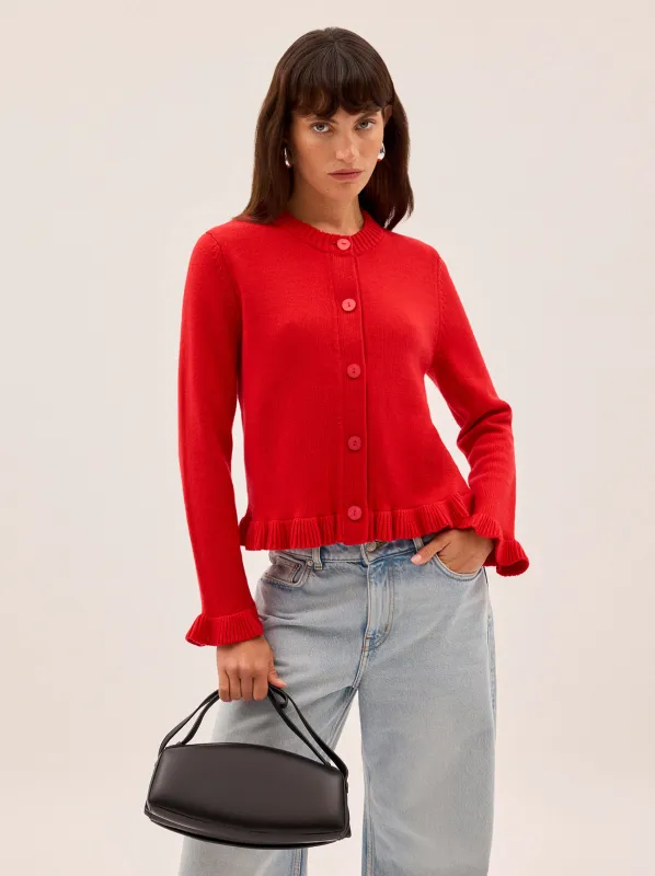 Odile Red Knit Cardigan sold by KITRI Studio