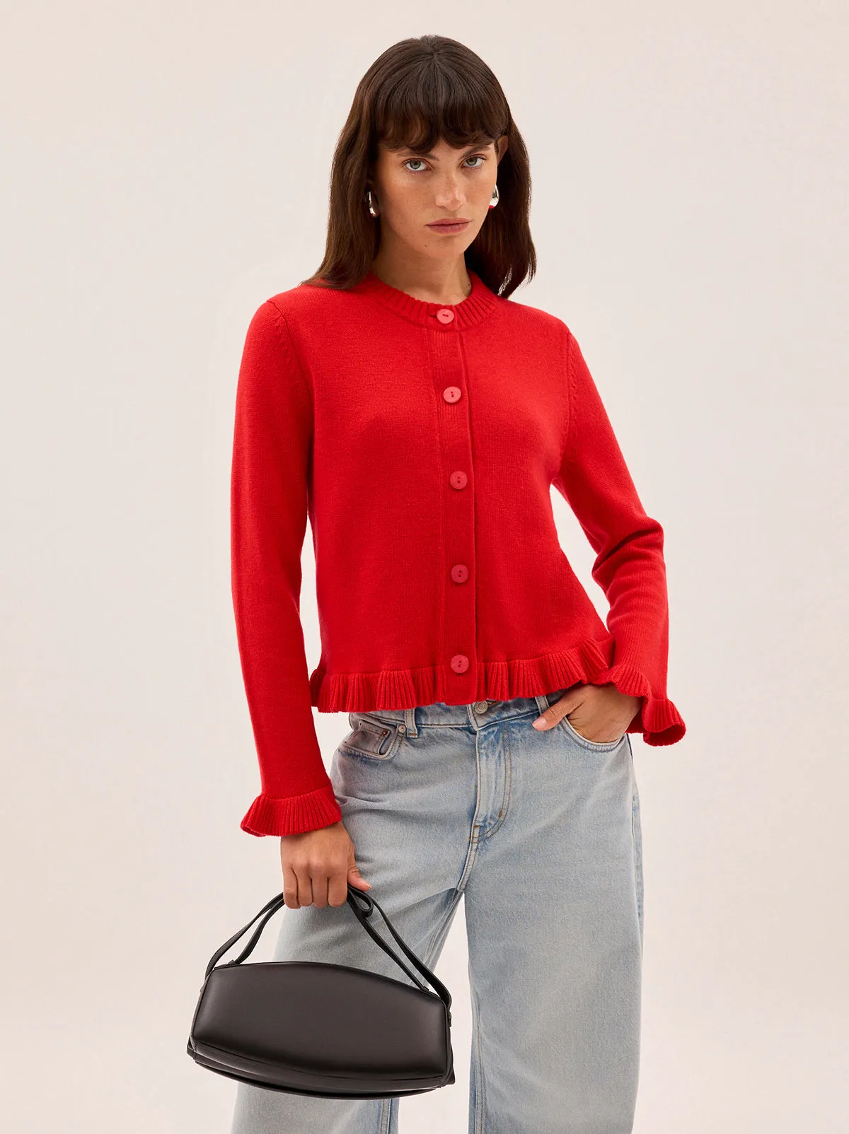 Odile Red Knit Cardigan sold by KITRI Studio