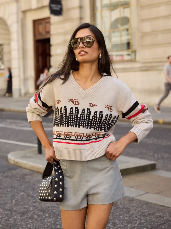 Noa City Intarsia Knit Jumper sold by KITRI Studio