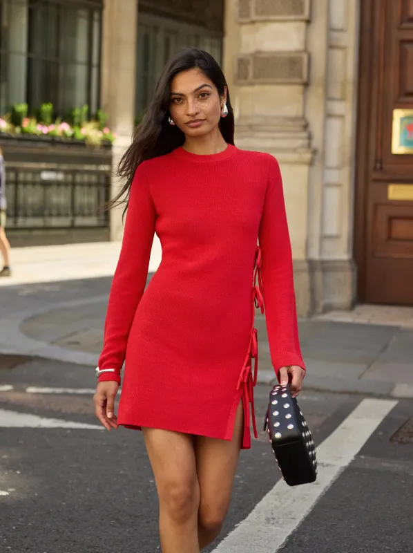 Anouk Red Knit Mini Dress sold by KITRI Studio