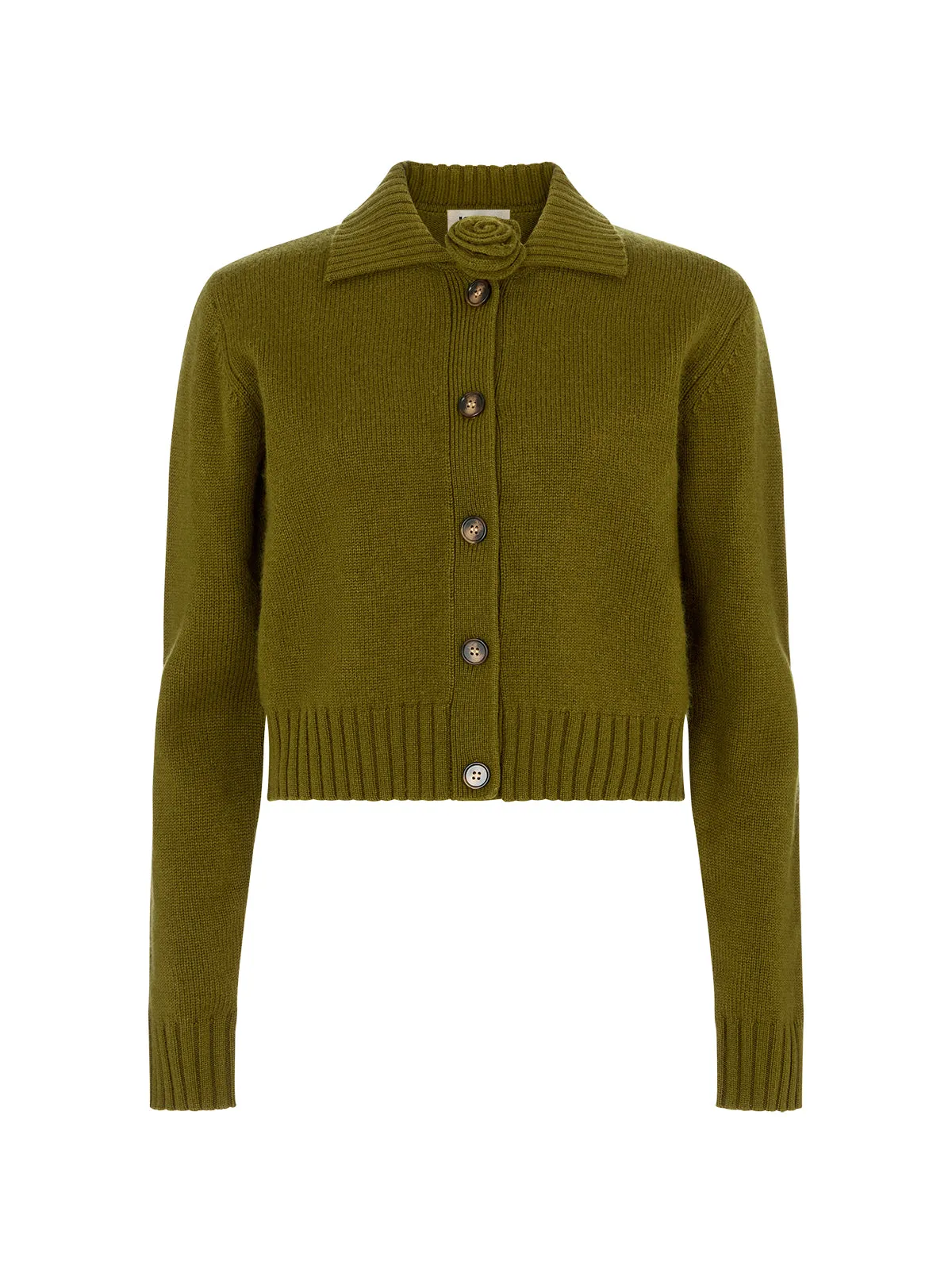 Romy Olive Wool-Blend Collared Cardigan sold by KITRI Studio product image thumbnail 5