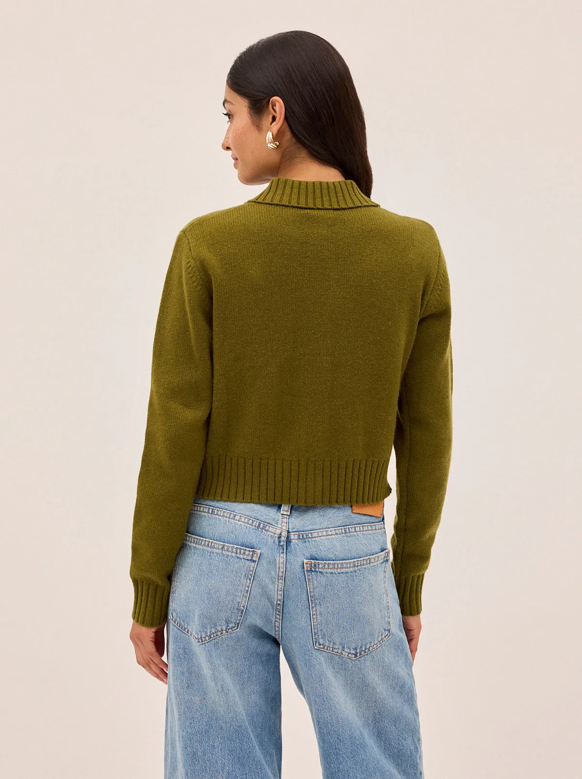 Romy Olive Wool-Blend Collared Cardigan sold by KITRI Studio product image thumbnail 4