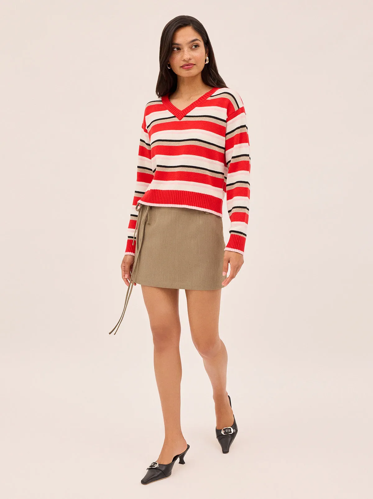 Francis Wool-Blend Striped V-neck Jumper sold by KITRI Studio product image thumbnail 5
