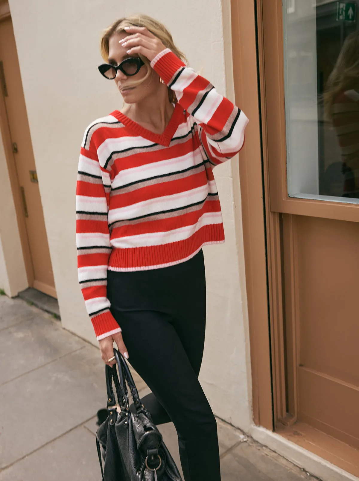 Francis Wool-Blend Striped V-neck Jumper sold by KITRI Studio product image thumbnail 4