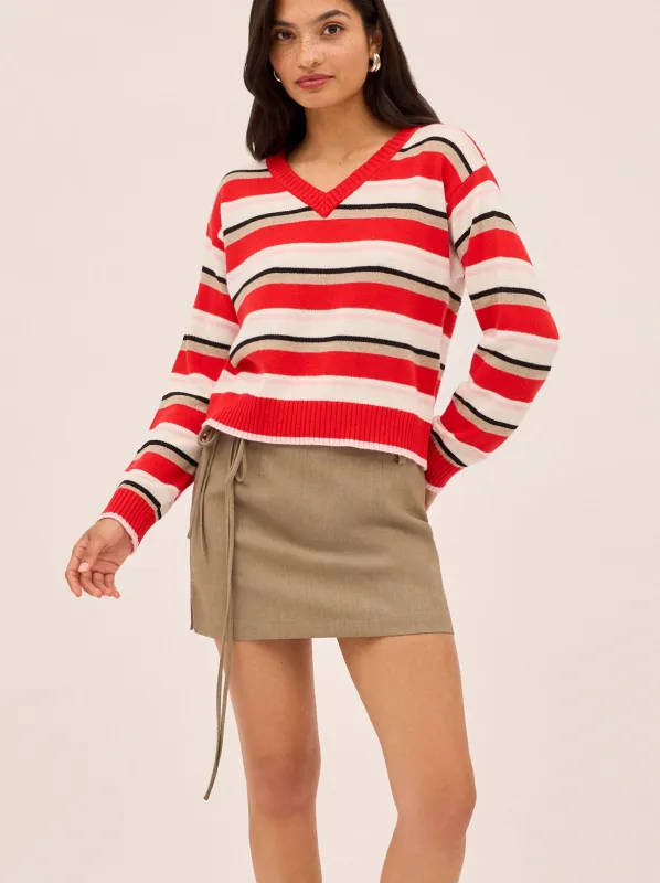 Francis Wool-Blend Striped V-neck Jumper made by KITRI Studio