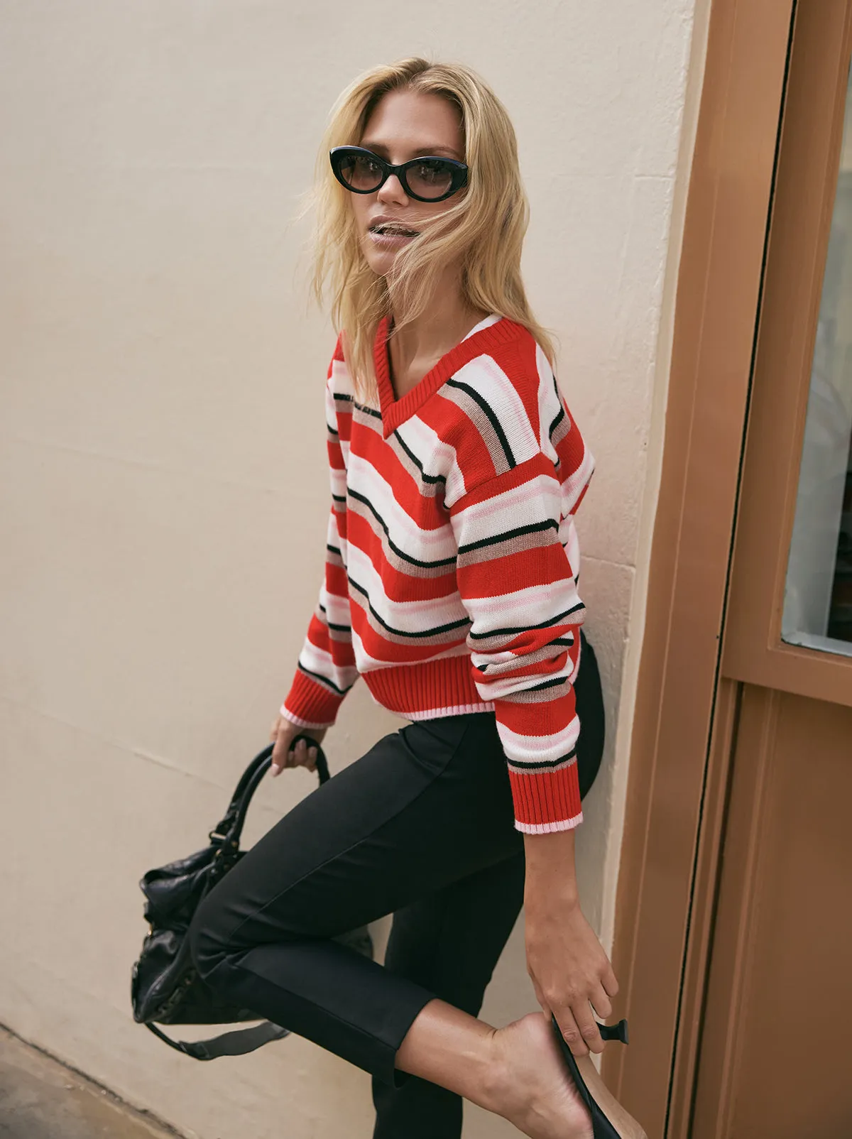 Francis Wool-Blend Striped V-neck Jumper sold by KITRI Studio product image thumbnail 2