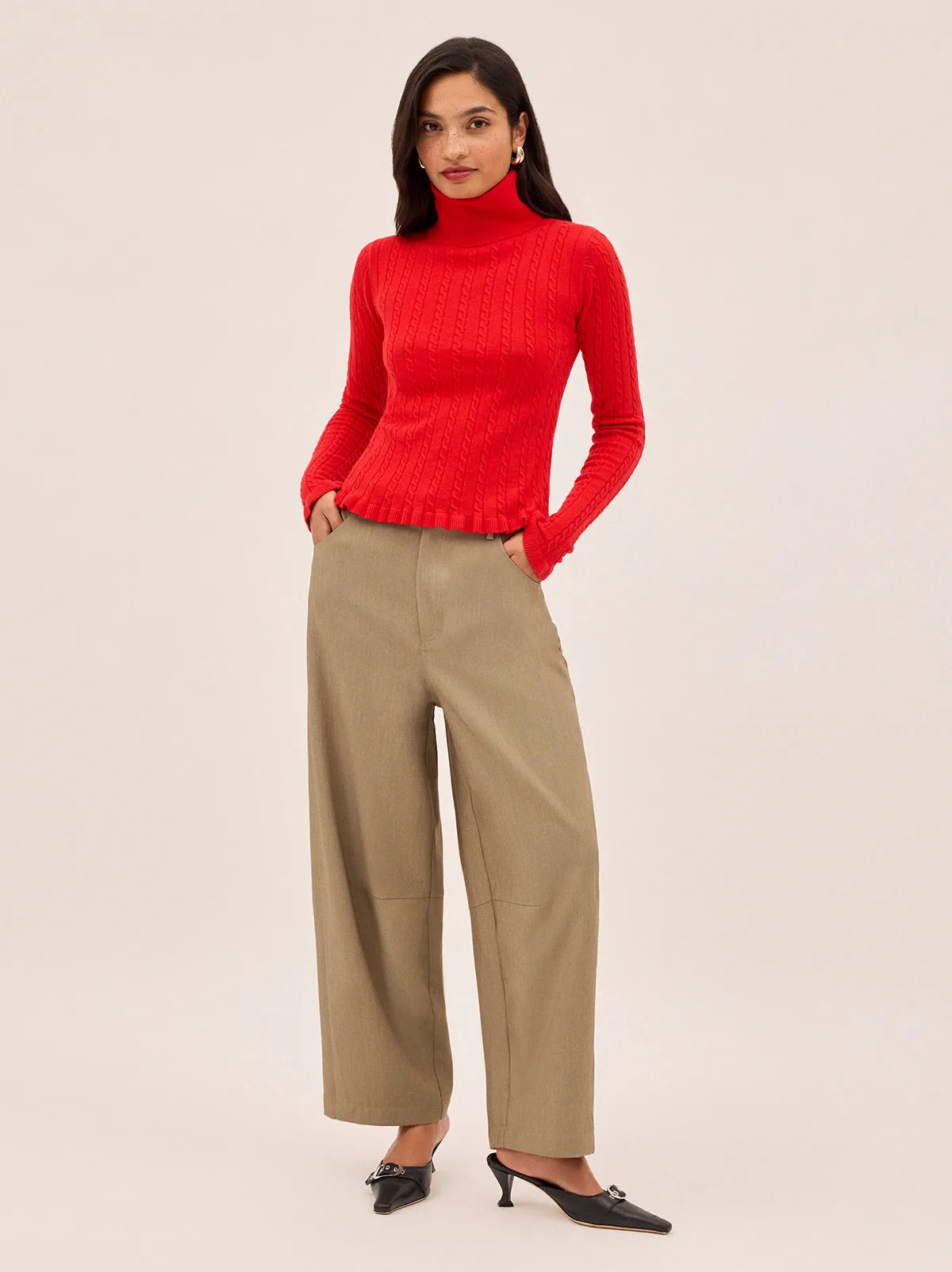 Nella Red Wool-Blend Roll Neck Jumper sold by KITRI Studio product image thumbnail 2