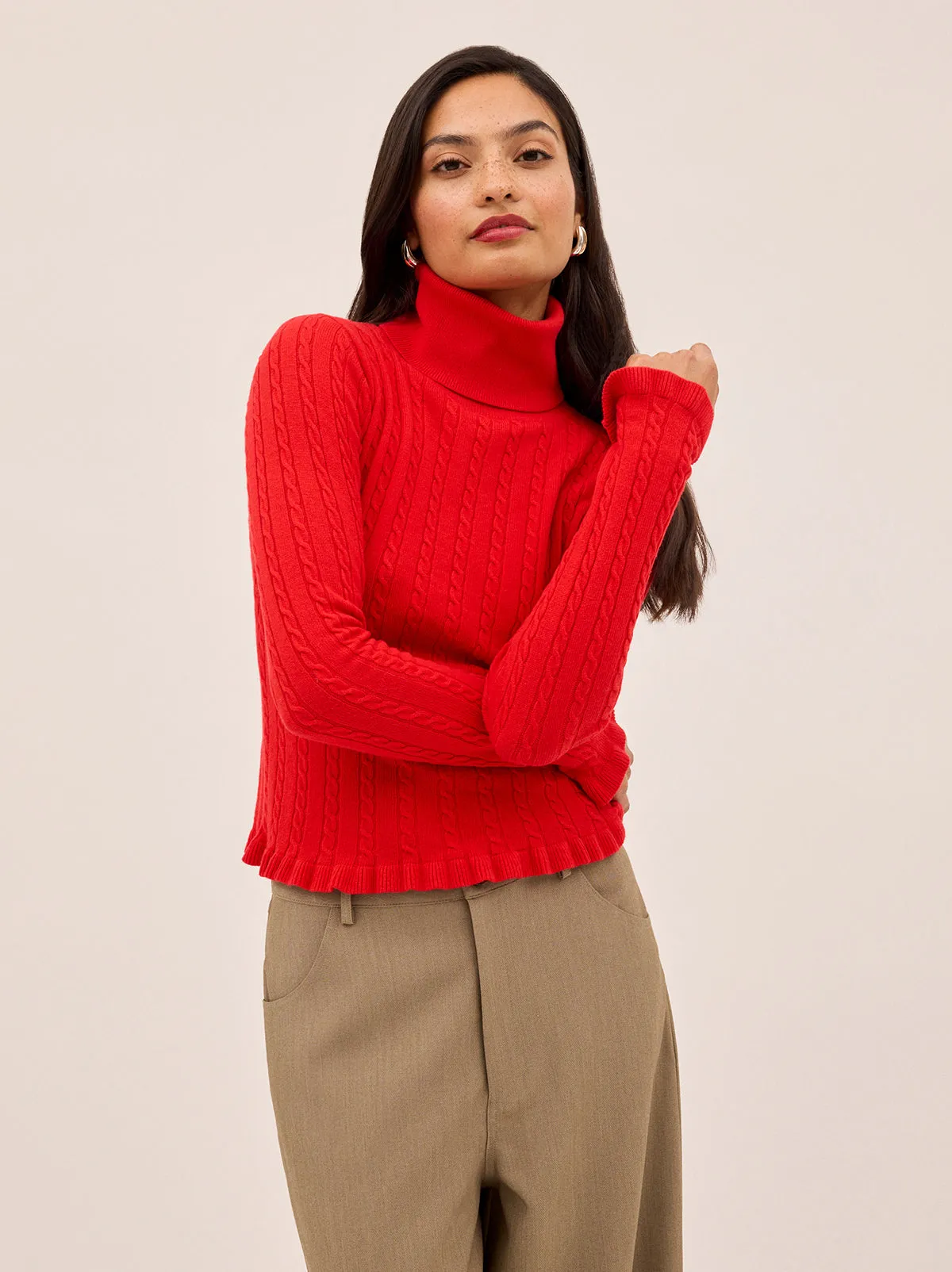 Nella Red Wool-Blend Roll Neck Jumper sold by KITRI Studio product image thumbnail 3
