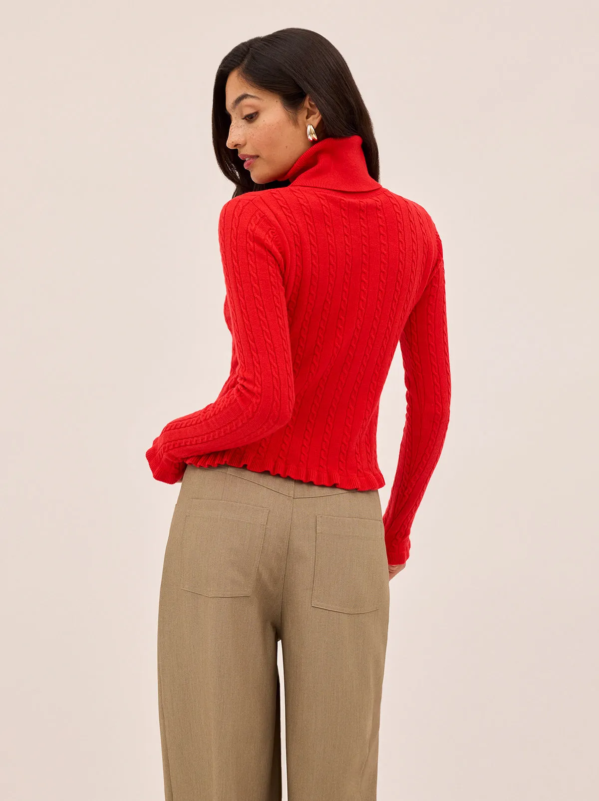 Nella Red Wool-Blend Roll Neck Jumper sold by KITRI Studio product image thumbnail 4