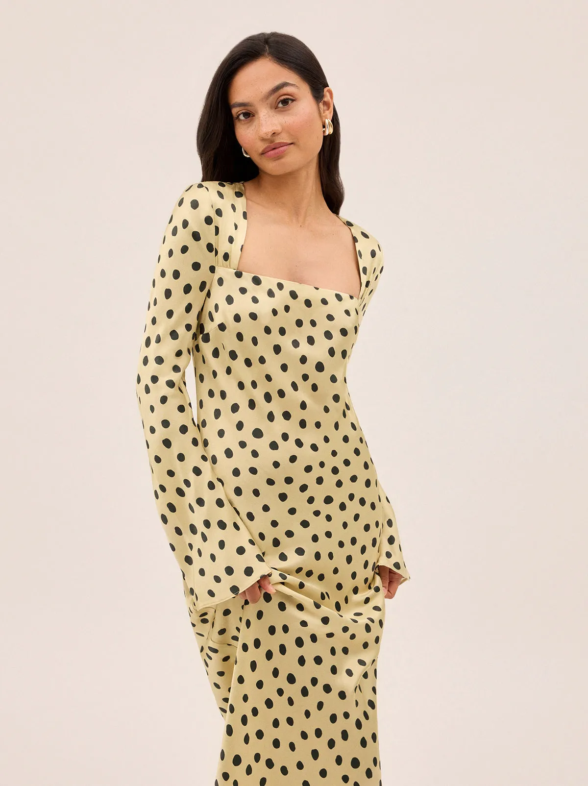Camille Butter Polka Dot Satin Dress sold by KITRI Studio product image thumbnail 3