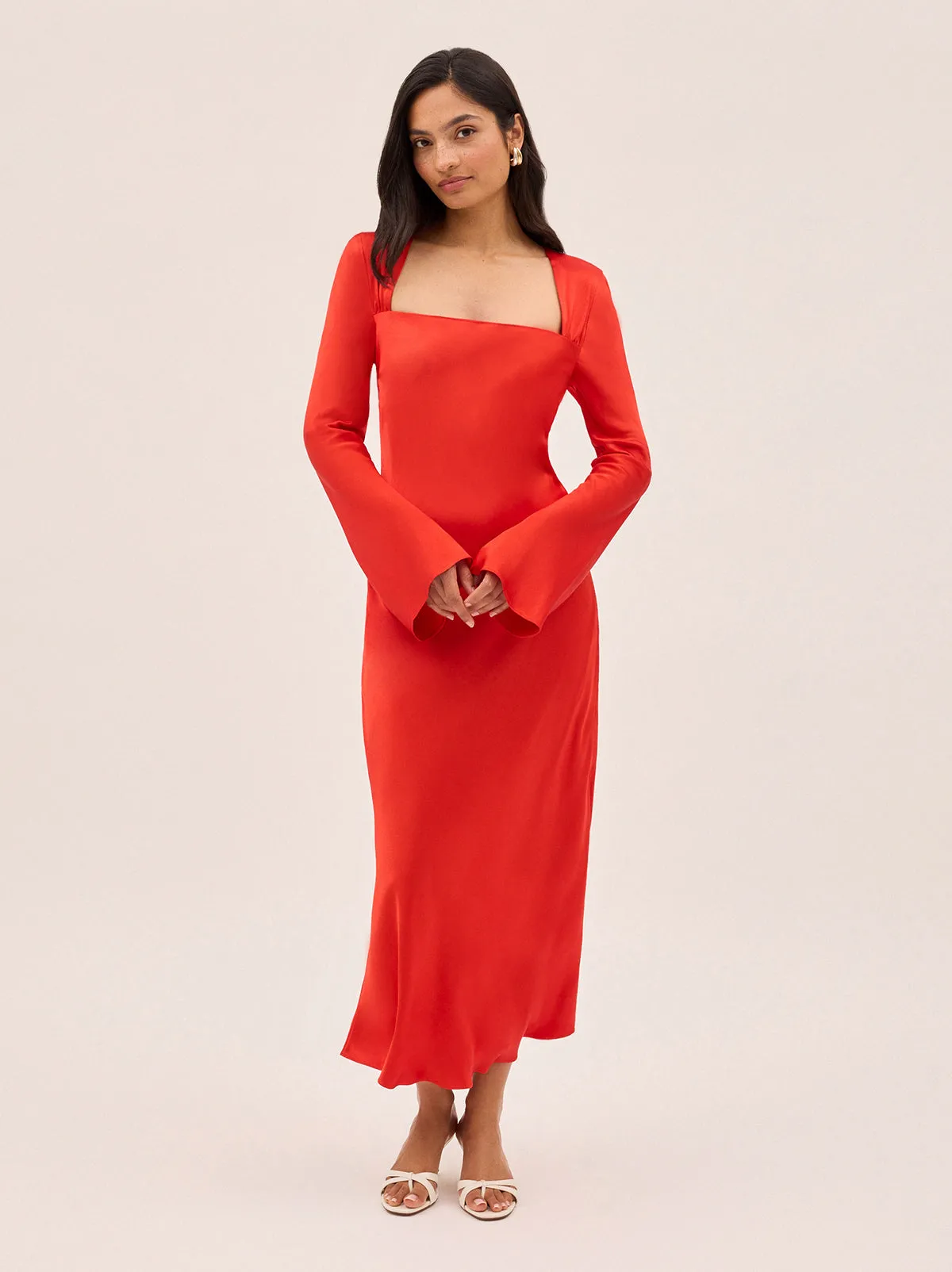 Camille Red Satin Dress sold by KITRI Studio product image thumbnail 2