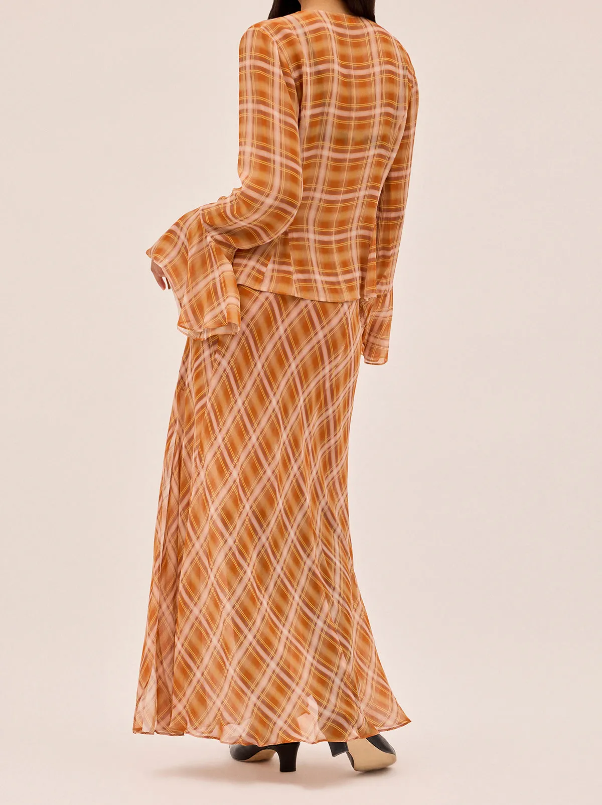 Zoe Apricot Check Print Skirt sold by KITRI Studio product image thumbnail 5