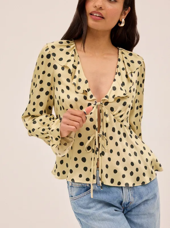Ione Butter Polka Dot Satin Top sold by KITRI Studio