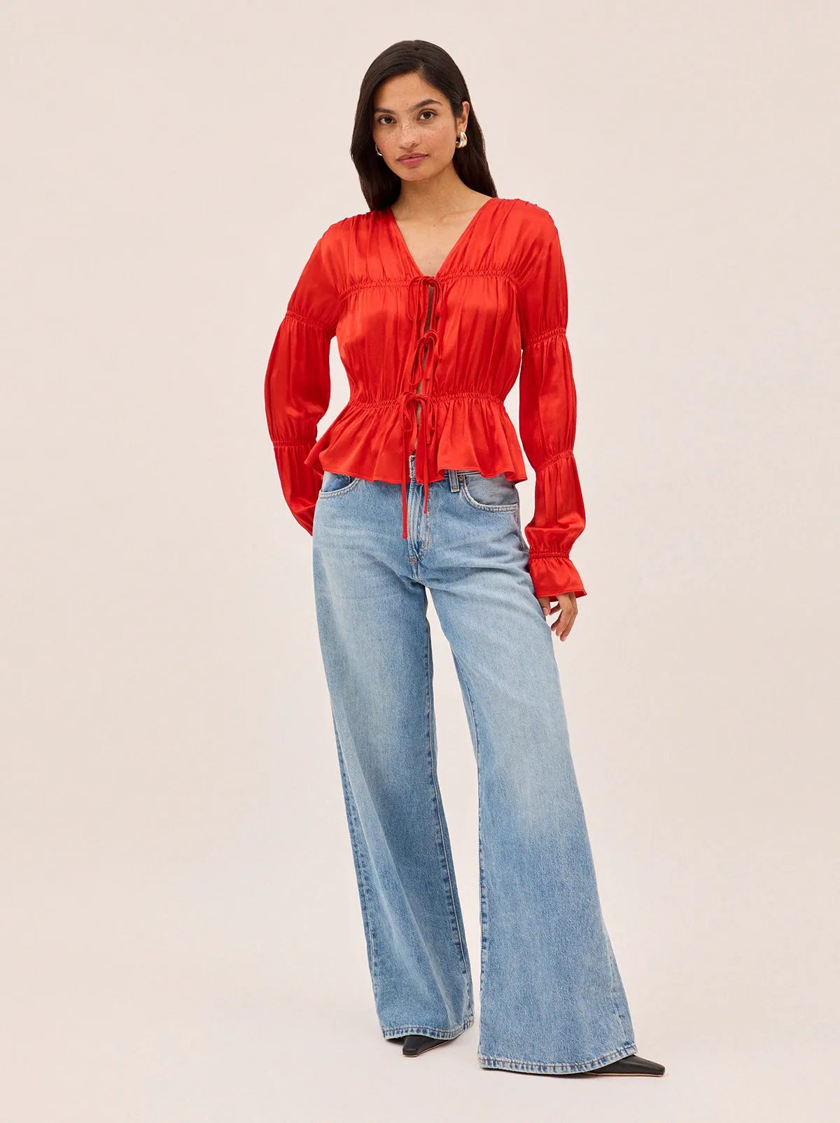 Maia Red Satin Top sold by KITRI Studio product image thumbnail 4