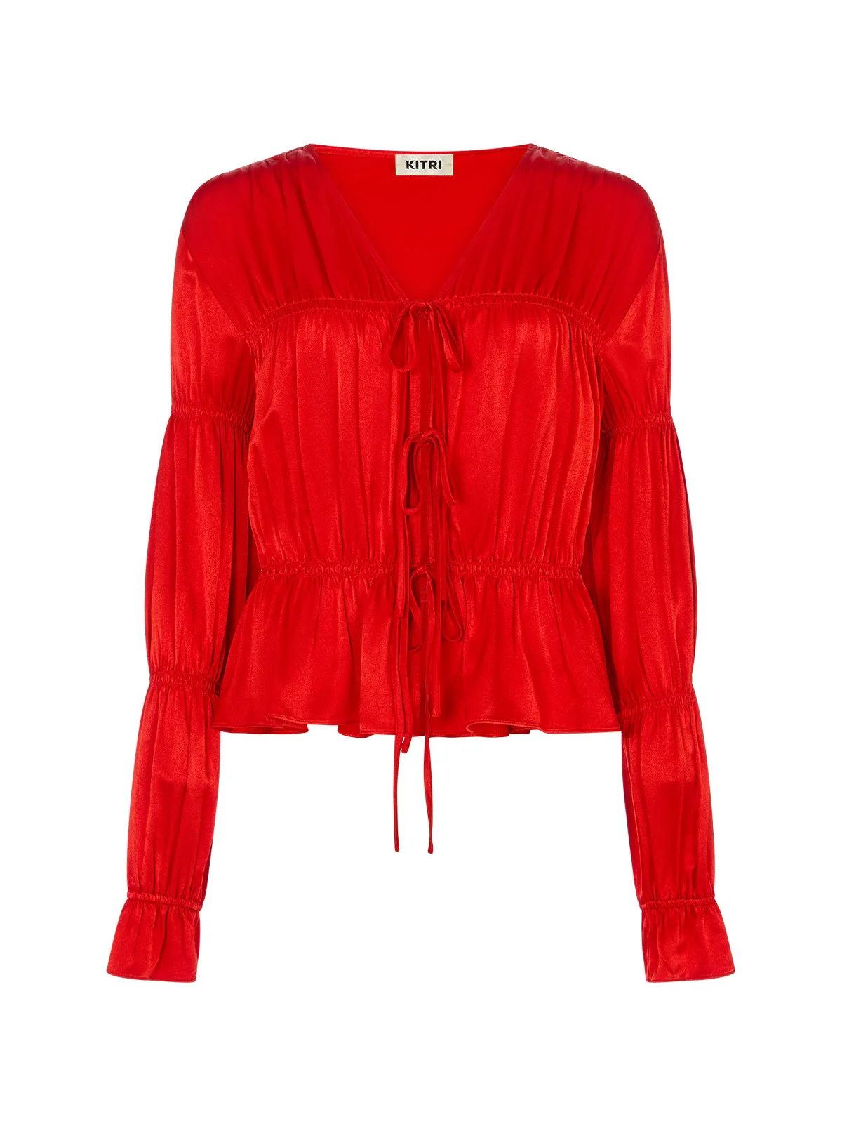 Maia Red Satin Top sold by KITRI Studio product image thumbnail 5