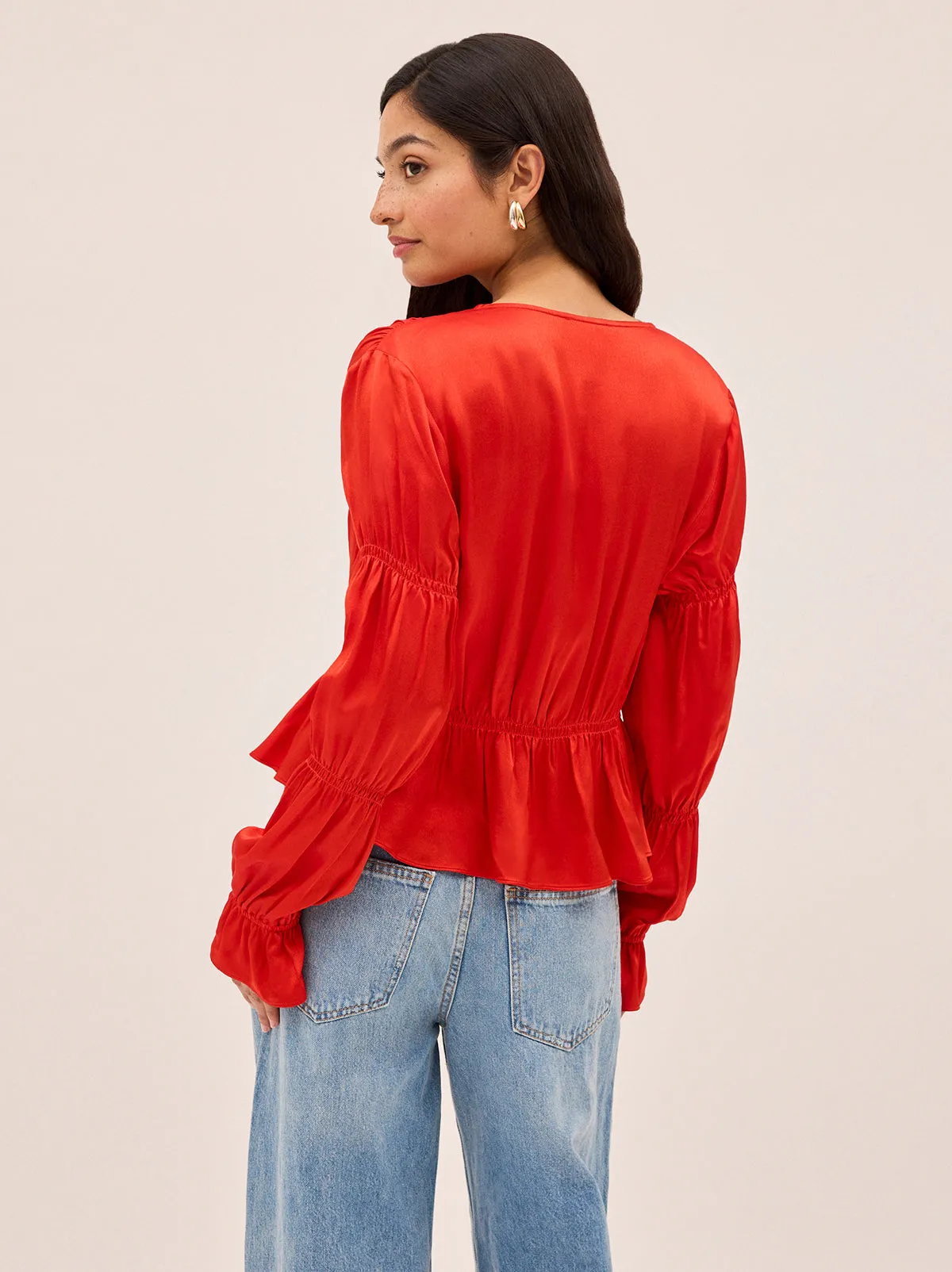 Maia Red Satin Top sold by KITRI Studio product image thumbnail 3