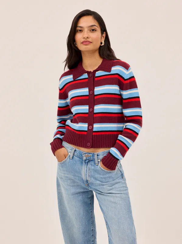 Romy Wool-Blend Striped Collared Cardigan sold by KITRI Studio
