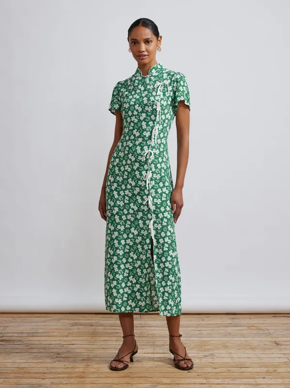 Leia Green Floral Midi Dress sold by KITRI Studio