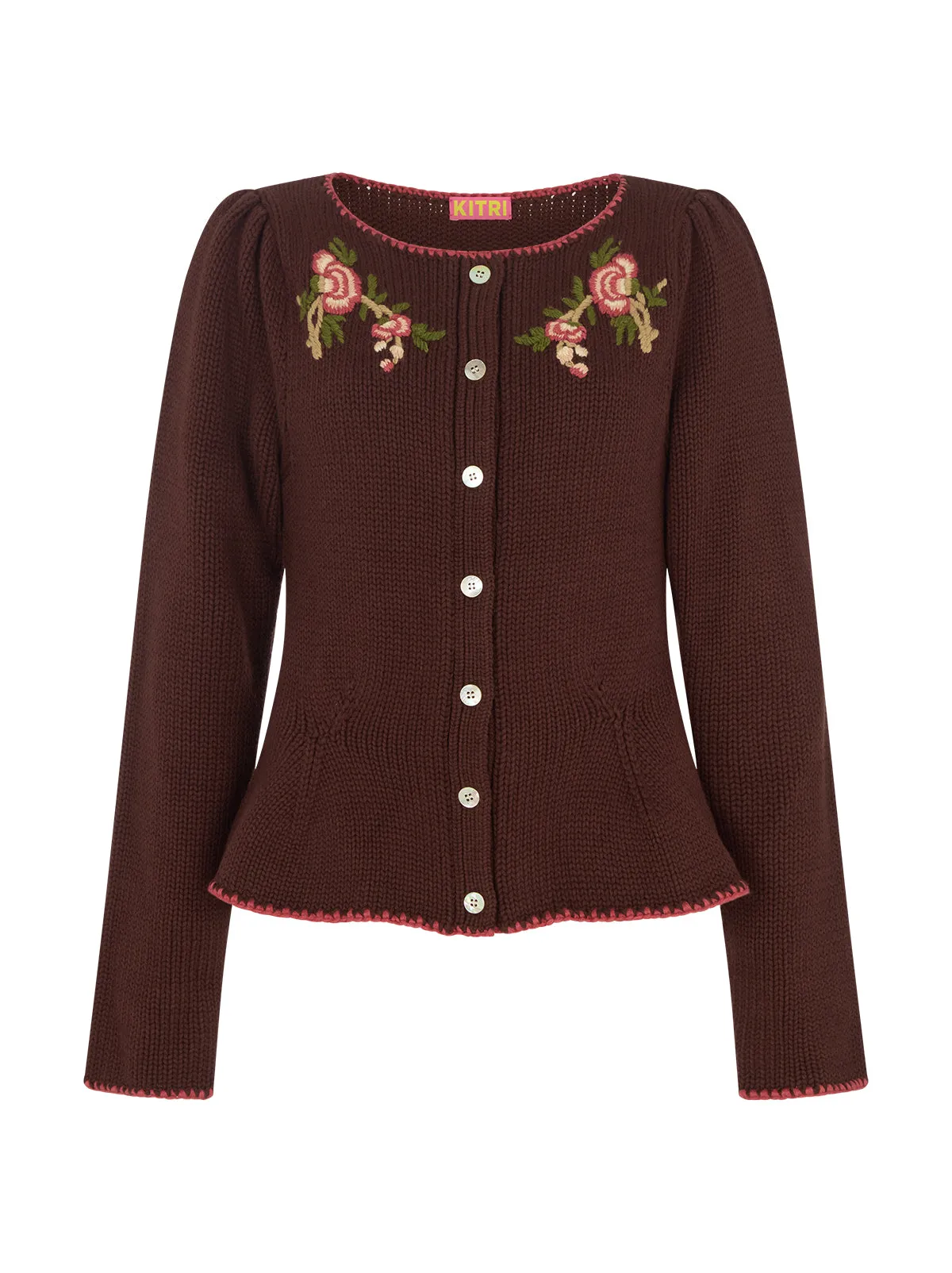 Leonie Chocolate Embroidered Knit Cardigan sold by KITRI Studio product image thumbnail 4