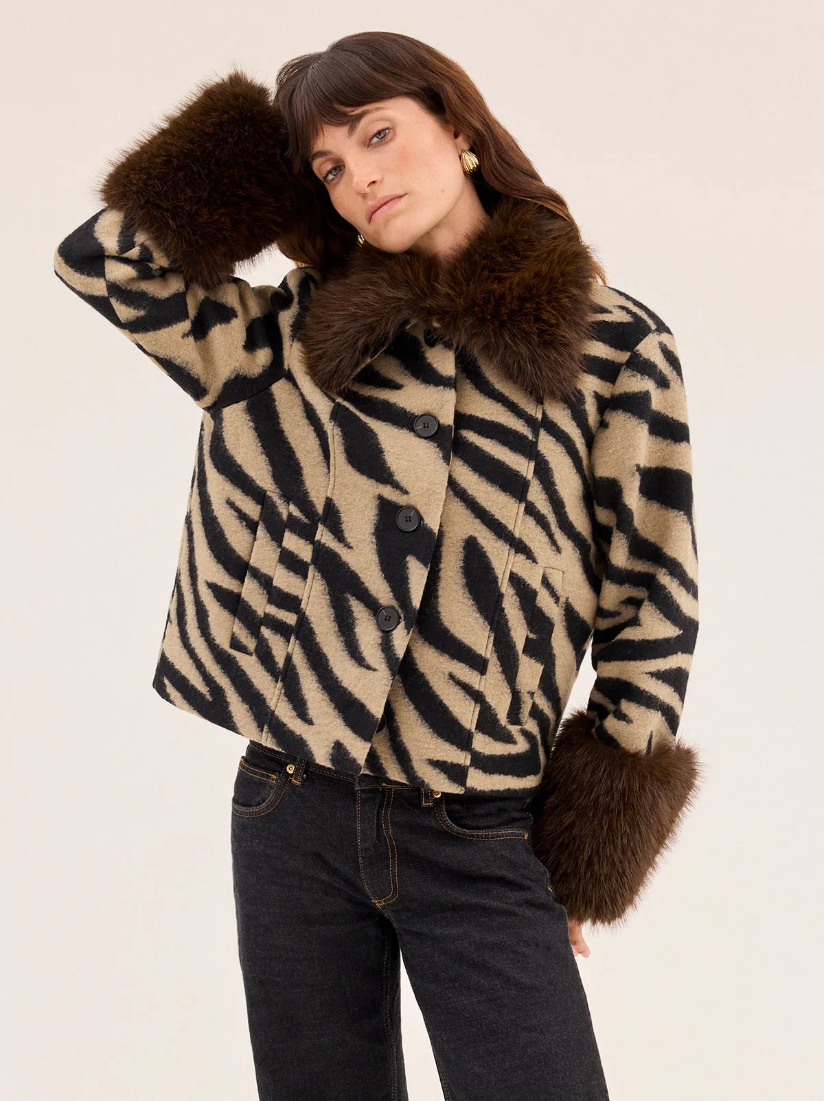 Bonnie Zebra Wool-Blend Jacket sold by KITRI Studio product image thumbnail 4