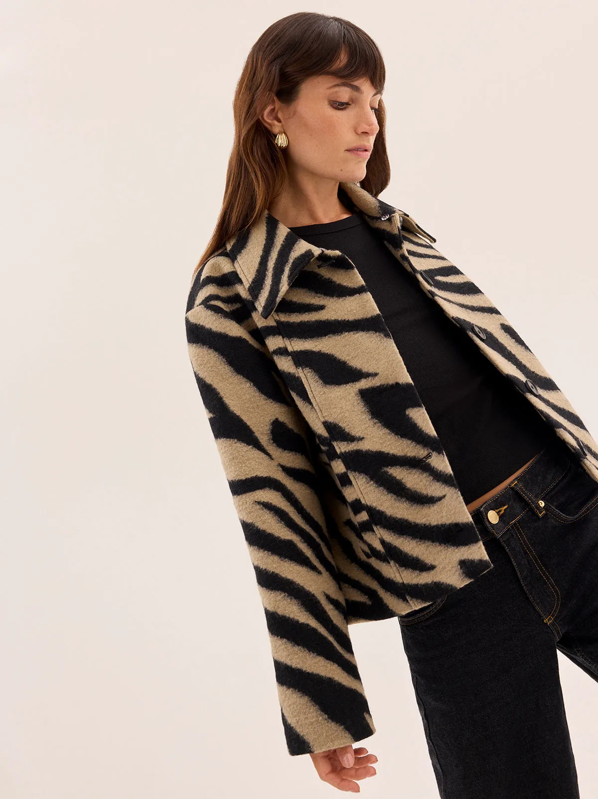 Bonnie Zebra Wool-Blend Jacket sold by KITRI Studio product image thumbnail 5