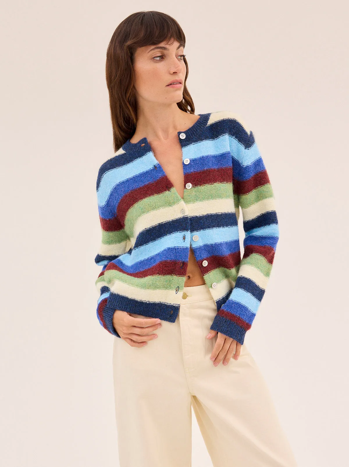 Terri Multi Striped Knit Cardigan sold by KITRI Studio